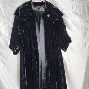 Vintage Crushed Velvet Lined 3/4 Sleeve Swing Coat size l/xl